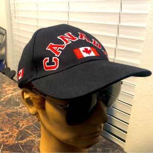 CANADA Black Red Baseball Cap, ADJUSTABLE Buckle Hat For Men